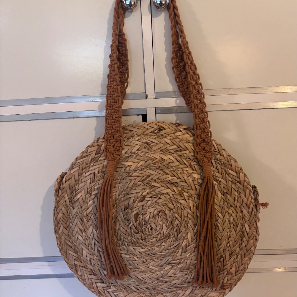 Universal Thread Straw Handbag Shoulder Straps with Tassels Color Natural - Picture 6 of 6